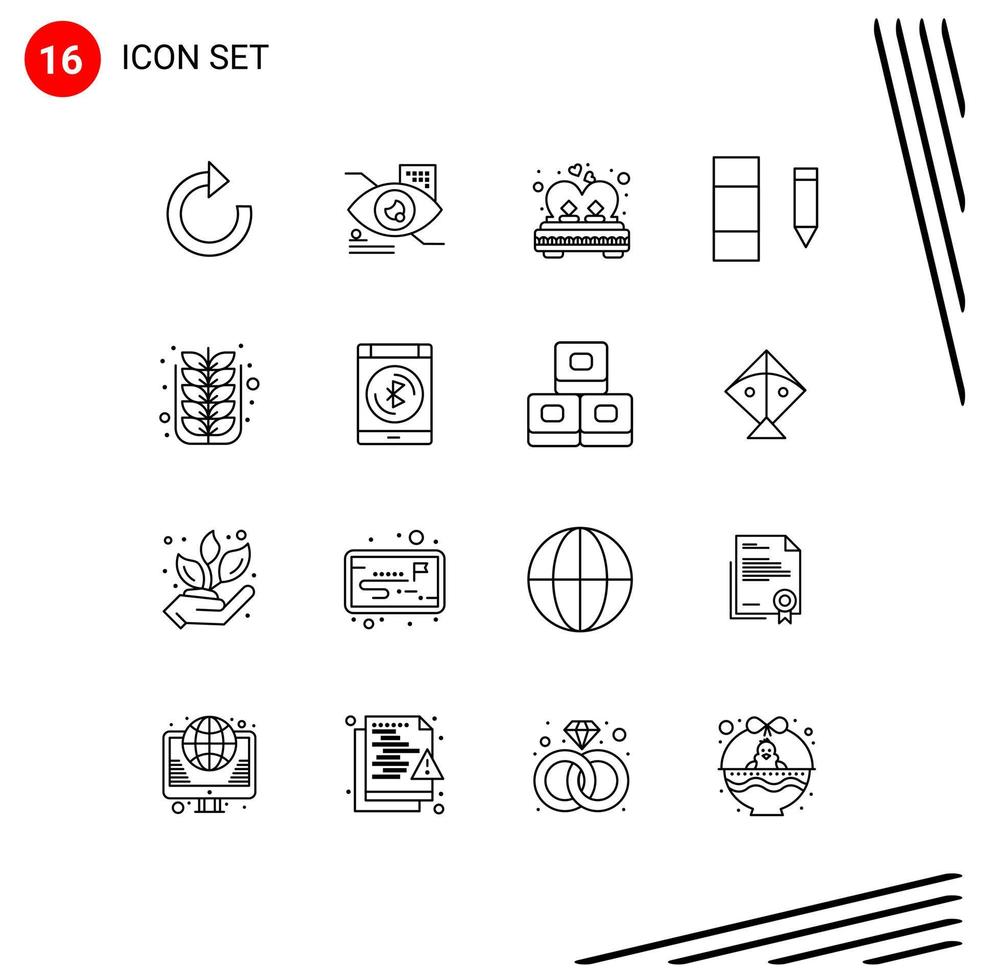 pack d'interface utilisateur de 16 contours de base d'éléments de conception vectoriels modifiables de colonne d'édition de couple d'automne vecteur