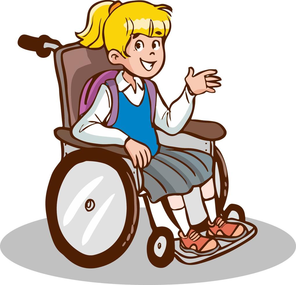 étudiant en fauteuil roulant parlant vecteur de dessin animé