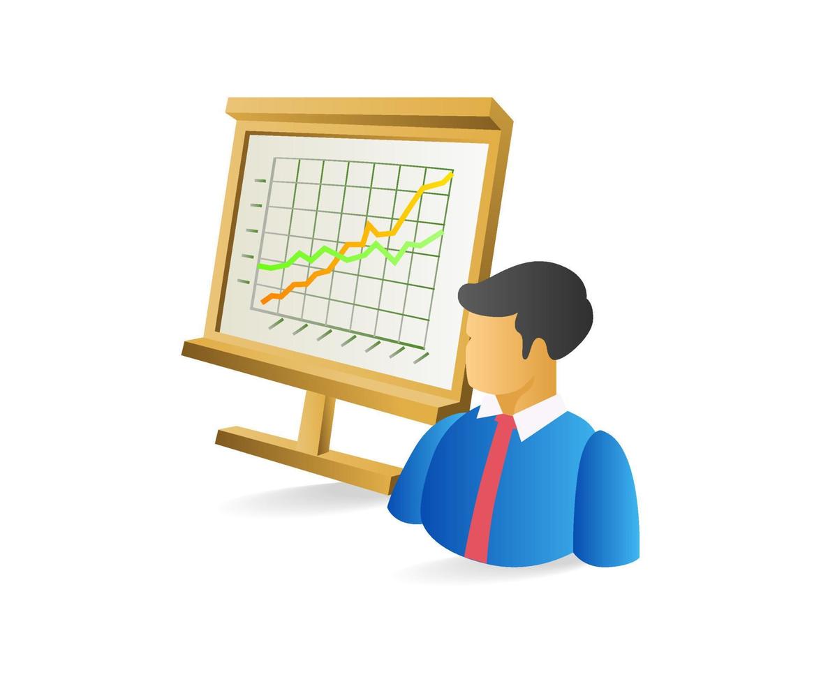 illustration de concept 3d isométrique à plat du conseil d'administration de l'analyste et de l'homme d'affaires vecteur