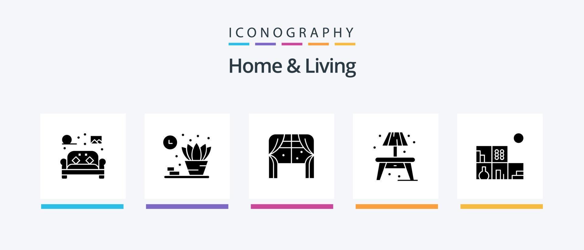 pack d'icônes glyphe 5 pour la maison et la vie, y compris la bibliothèque. domicile. meubles. grumeau. domicile. conception d'icônes créatives vecteur