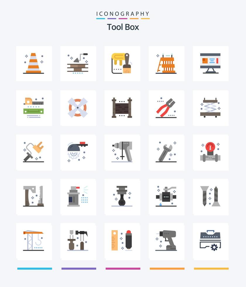 outils créatifs 25 pack d'icônes plates telles que la construction. architecture. colorant. outils. construction vecteur