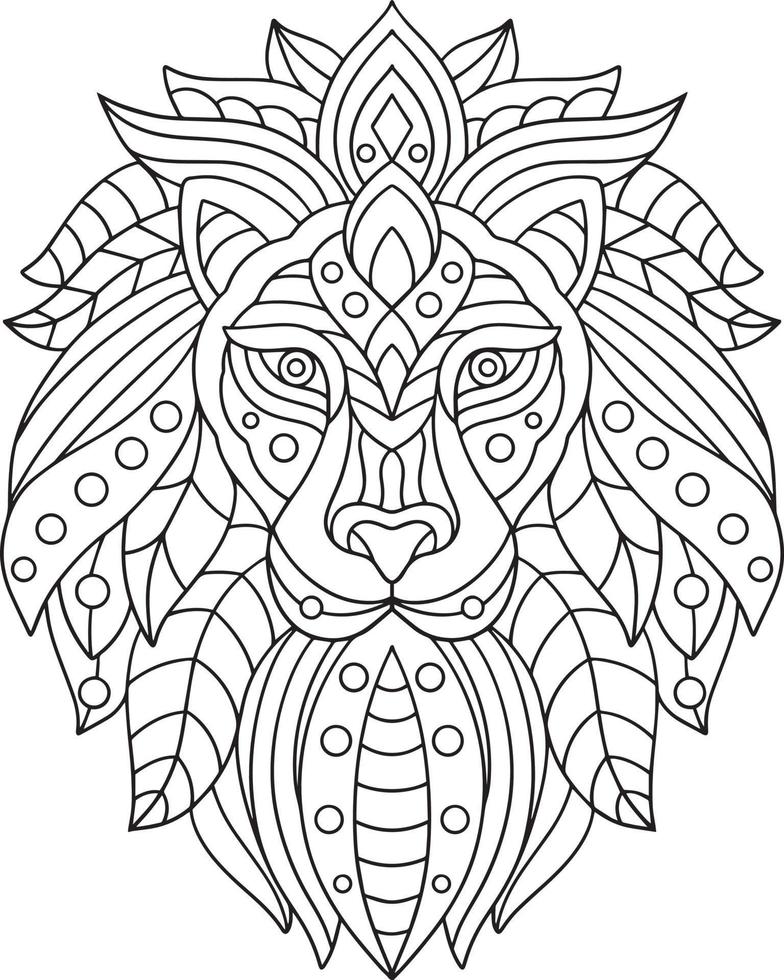 dessin de contour de mandala animal vecteur