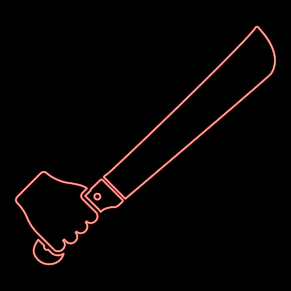 machette au néon dans la main dans l'utilisation du bras grand couteau couleur rouge image d'illustration vectorielle style plat vecteur