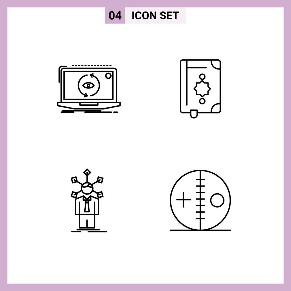 pack de 4 signes et symboles modernes de couleurs plates remplies pour les supports d'impression Web tels que le logiciel de signet d'application livre les éléments de conception vectoriels modifiables par l'homme vecteur