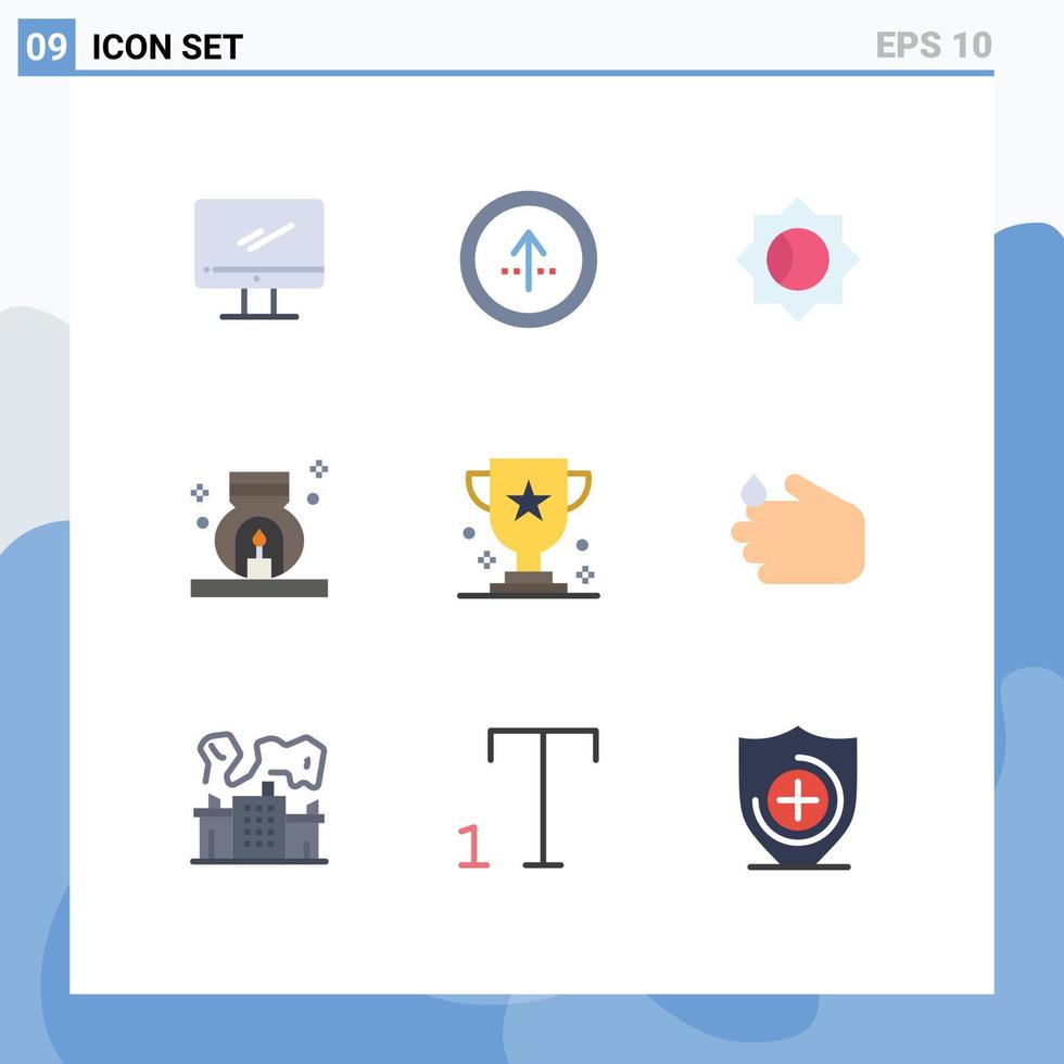 ensemble moderne de 9 couleurs et symboles plats tels que la navigation de parfum de récompense détendre les éléments de conception vectoriels modifiables de l'interface utilisateur vecteur