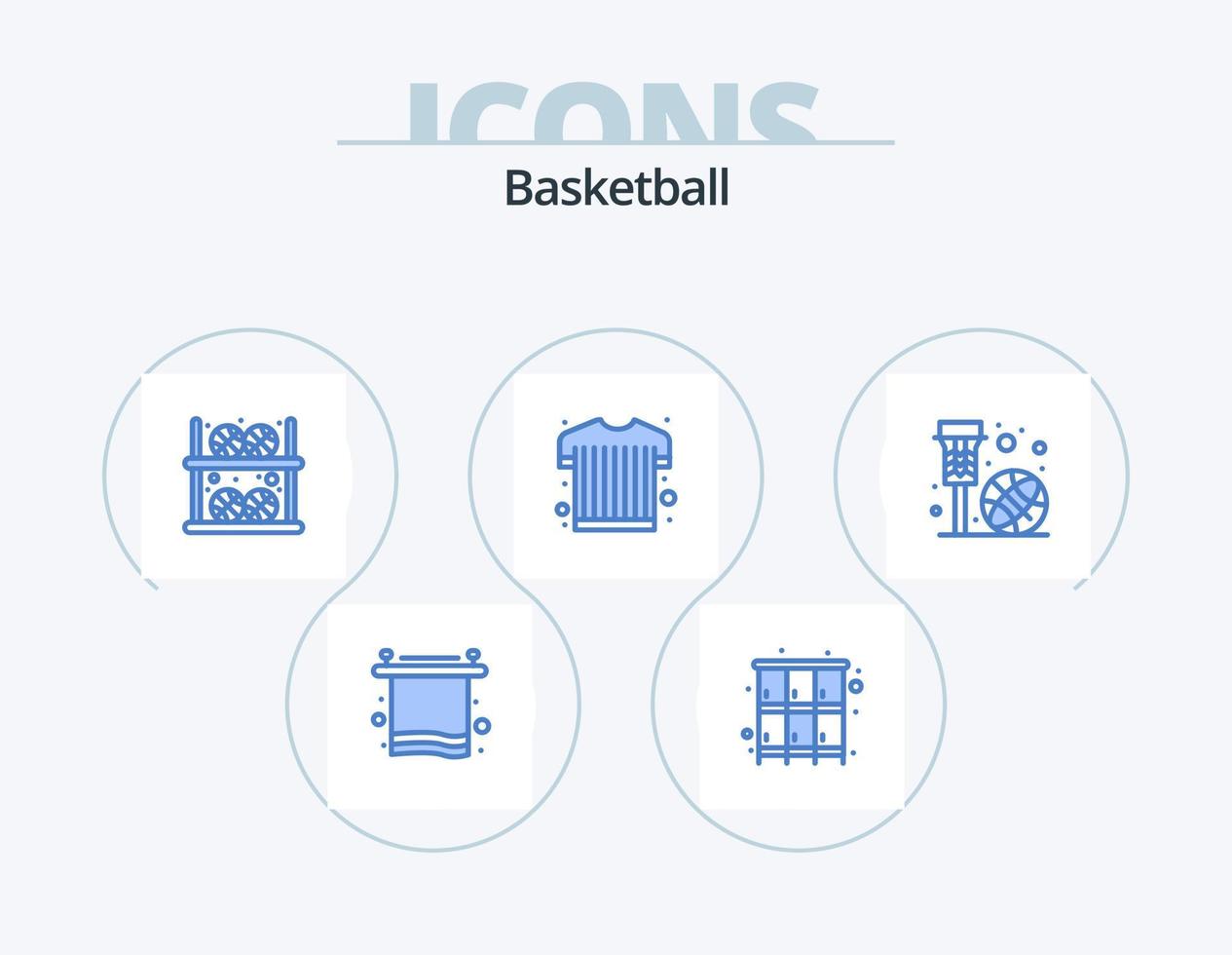 pack d'icônes bleues de basket-ball 5 conception d'icônes. basketball. tenue de sport. Balle. maillot de sport. magasin vecteur