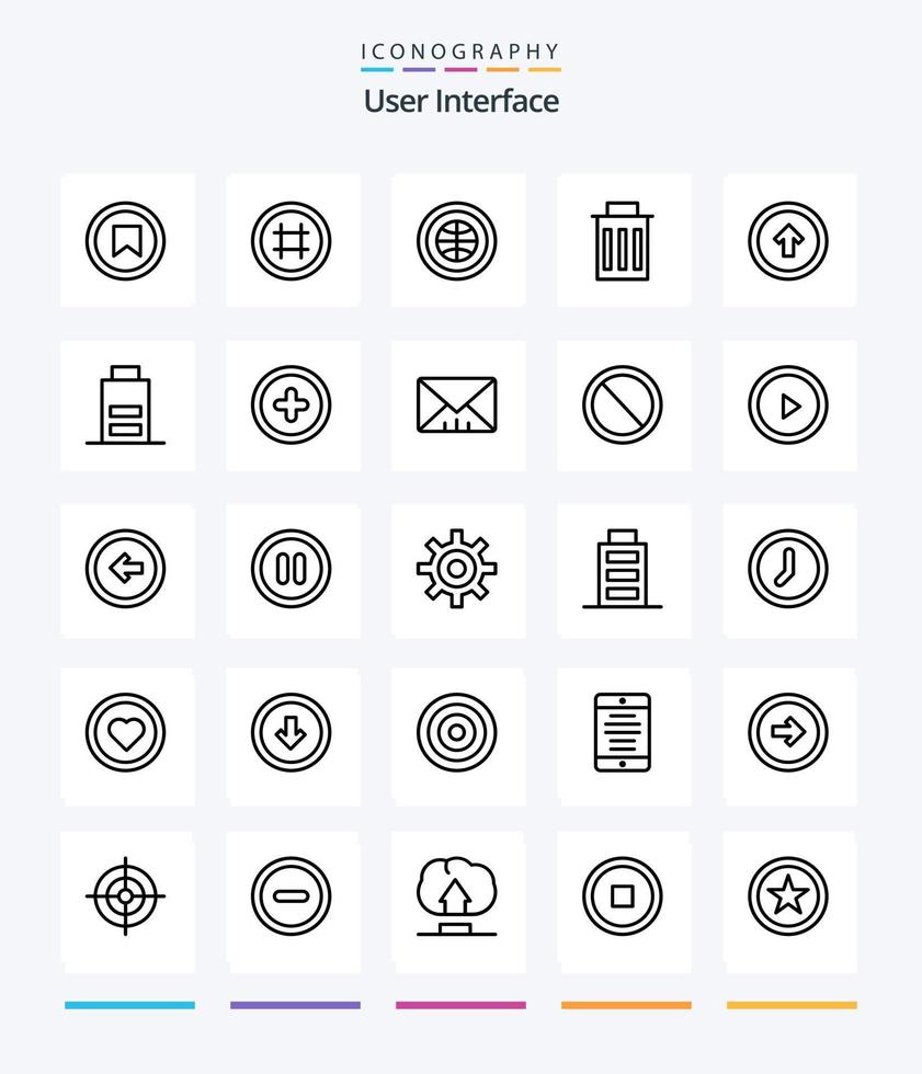 interface utilisateur créative 25 pack d'icônes de contour telles que la flèche. déchets. globe. interface. la toile vecteur