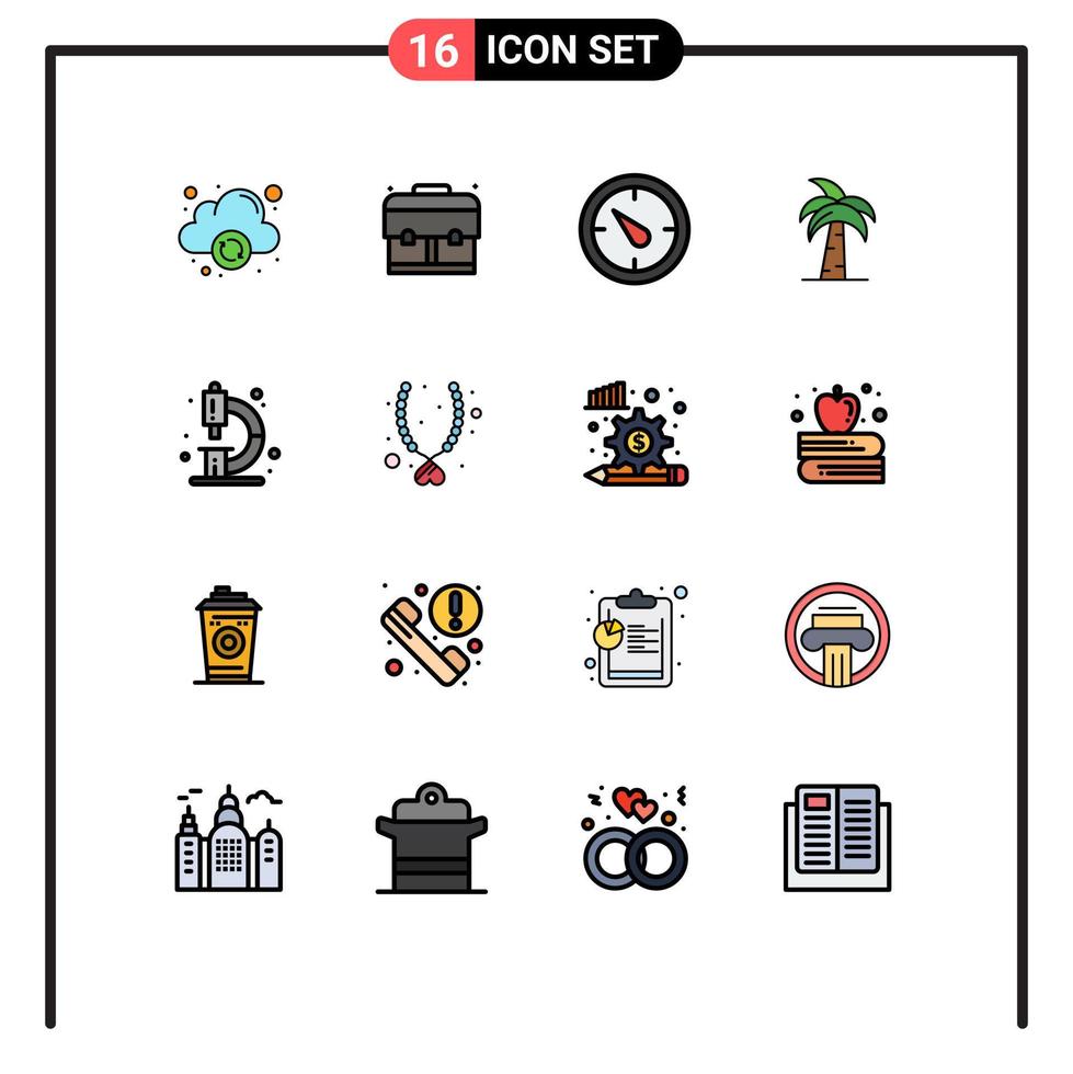 ensemble de 16 symboles d'icônes d'interface utilisateur modernes signes pour la minuterie d'arbre de chimie srilanka indien éléments de conception de vecteur créatif modifiables