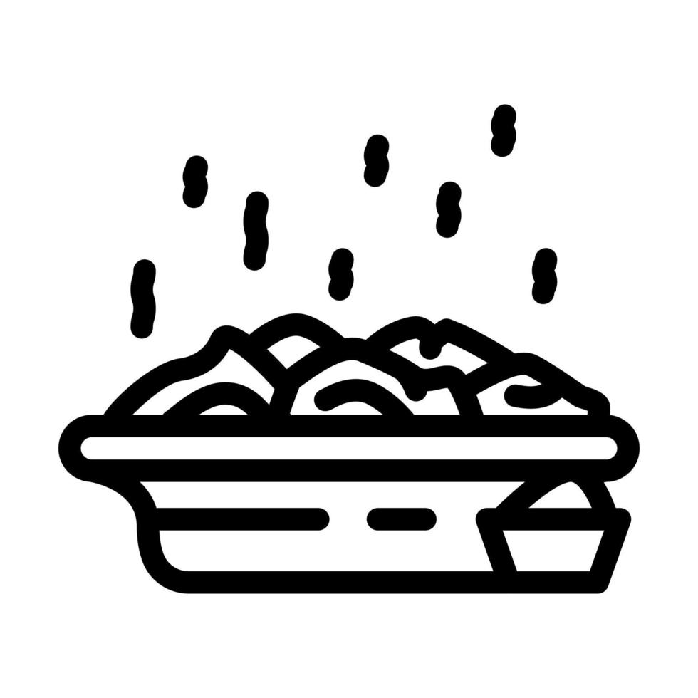 assiette avec illustration vectorielle d'icône de ligne de boulettes vecteur