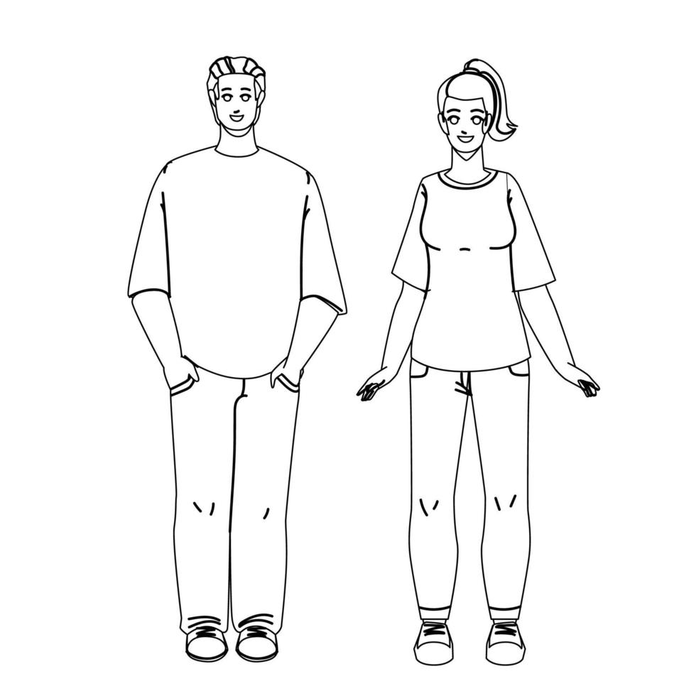 t-shirt vêtements portant vecteur homme et femme