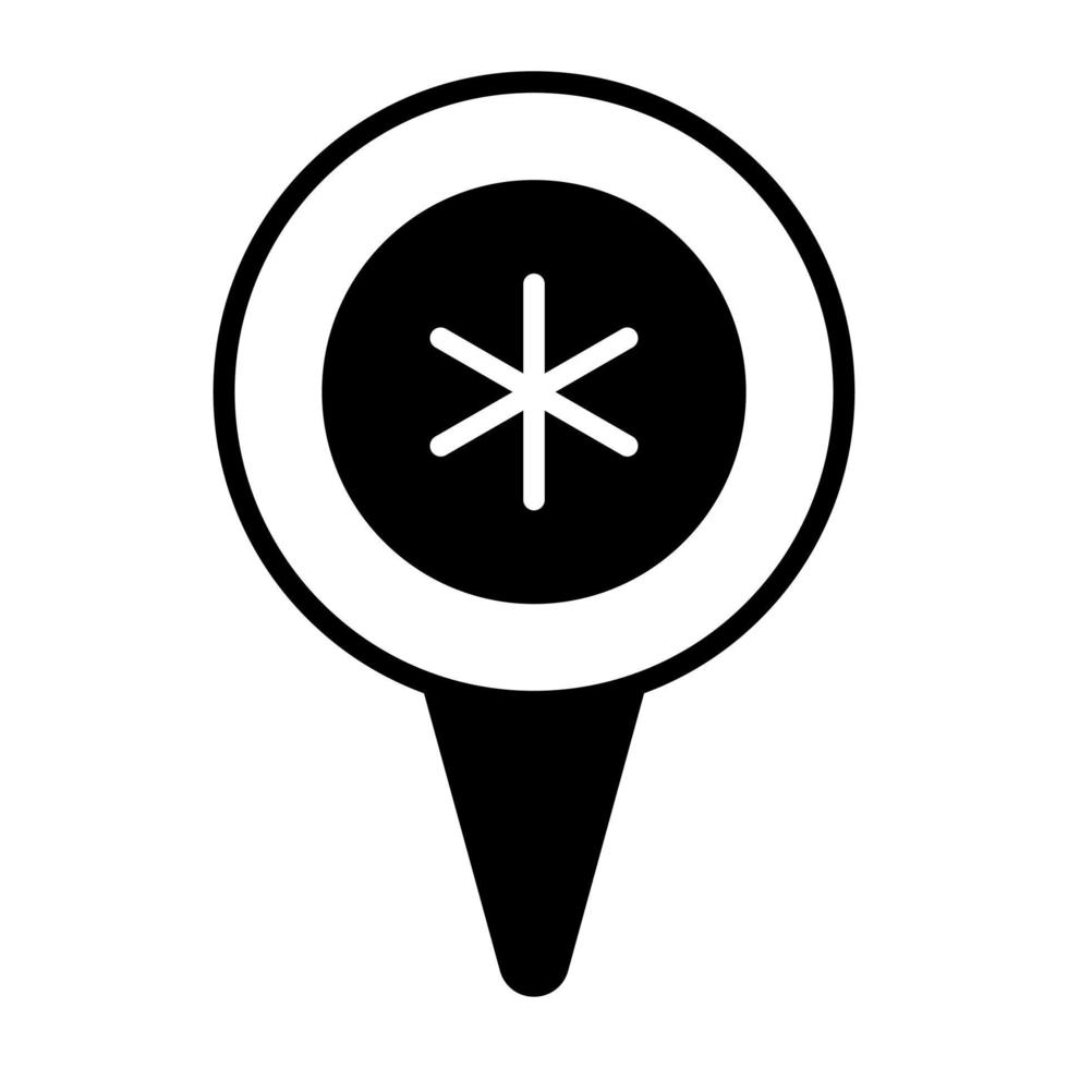 pointeur de carte de navigation avec signe médical, icône vectorielle de l'emplacement de l'hôpital vecteur