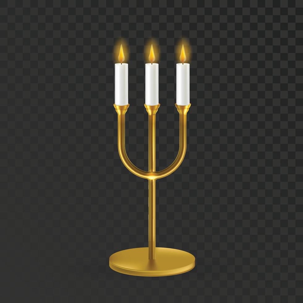 chandelier avec illustration vectorielle de bougies à flamme brûlante vecteur