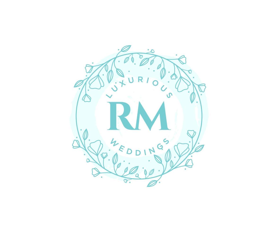 modèle de logos de monogramme de mariage lettre initiales rm, modèles minimalistes et floraux modernes dessinés à la main pour cartes d'invitation, réservez la date, identité élégante. vecteur