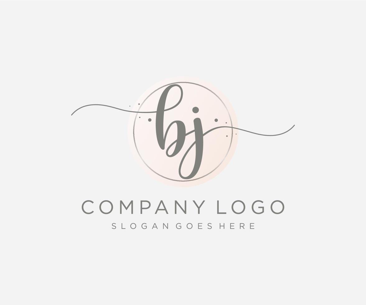 logo féminin bj initial. utilisable pour les logos nature, salon, spa, cosmétique et beauté. élément de modèle de conception de logo vectoriel plat.