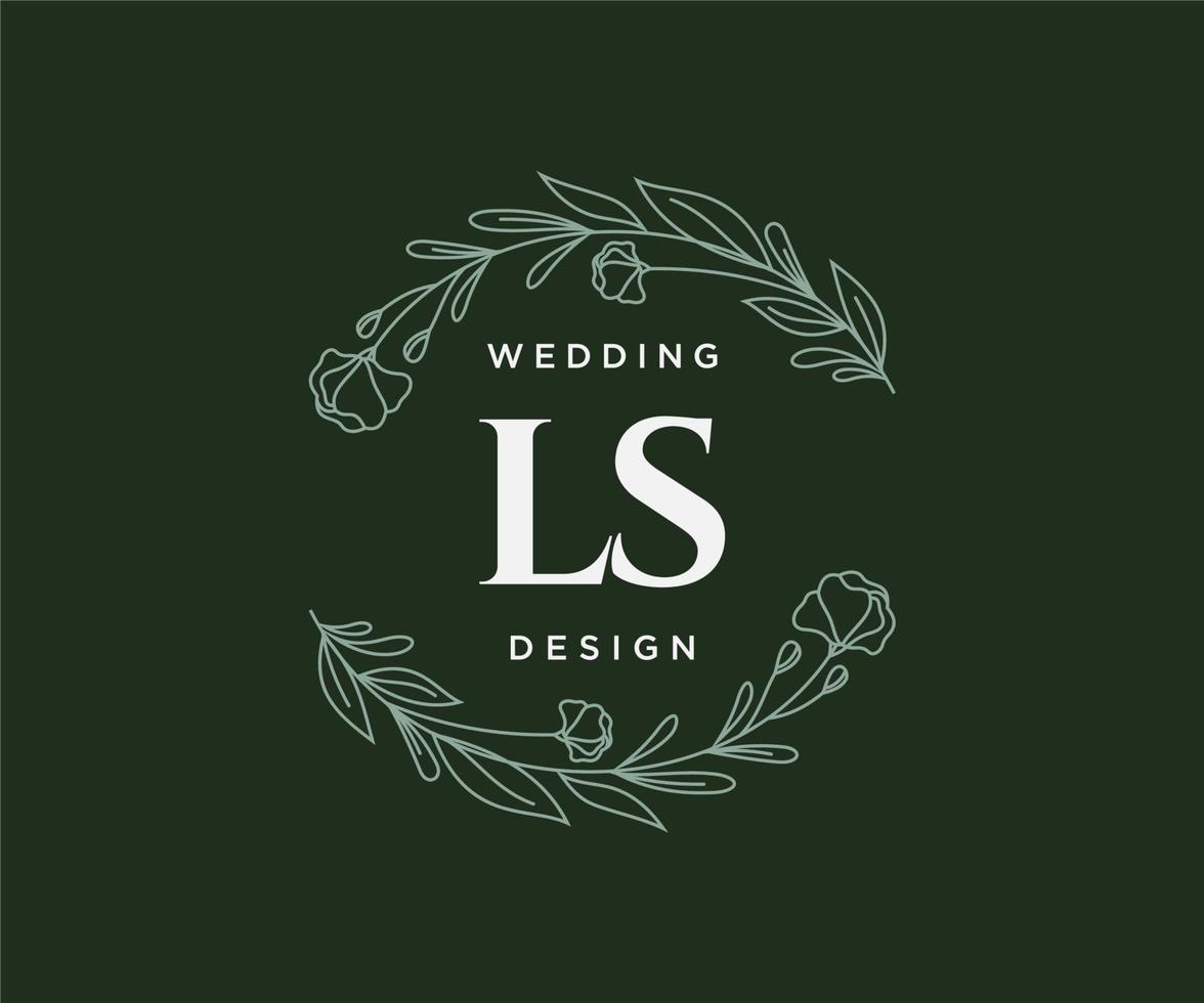 ls initiales lettre collection de logos de monogramme de mariage, modèles minimalistes et floraux modernes dessinés à la main pour cartes d'invitation, réservez la date, identité élégante pour restaurant, boutique, café en image vectorielle vecteur