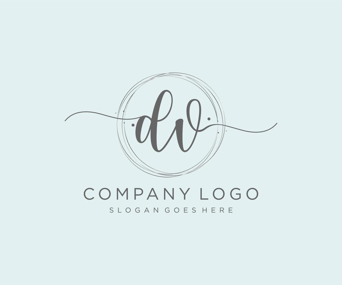 logo féminin initial dv. utilisable pour les logos nature, salon, spa, cosmétique et beauté. élément de modèle de conception de logo vectoriel plat.