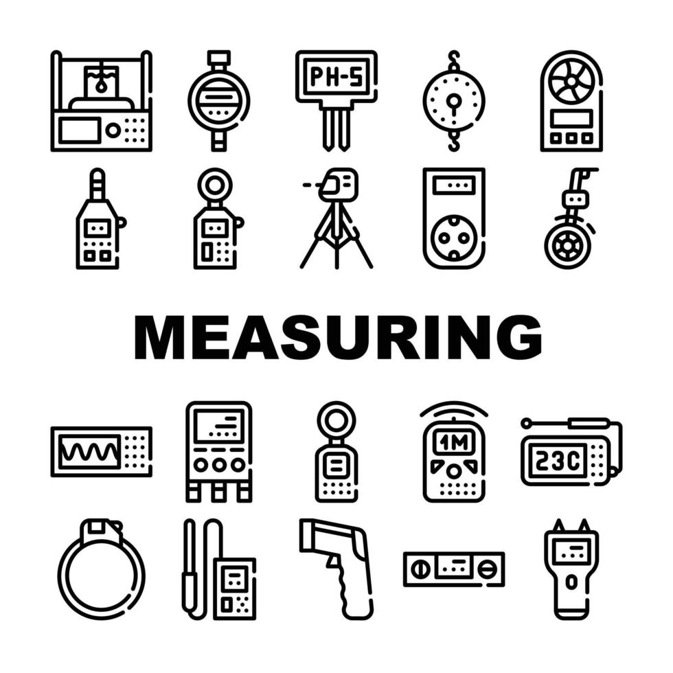 icônes de collection d'équipement de mesure définies illustration isolée vecteur
