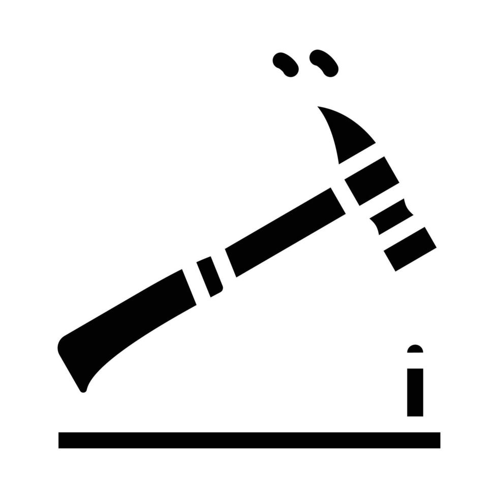 clouer marteau glyphe icône illustration vectorielle isolée vecteur