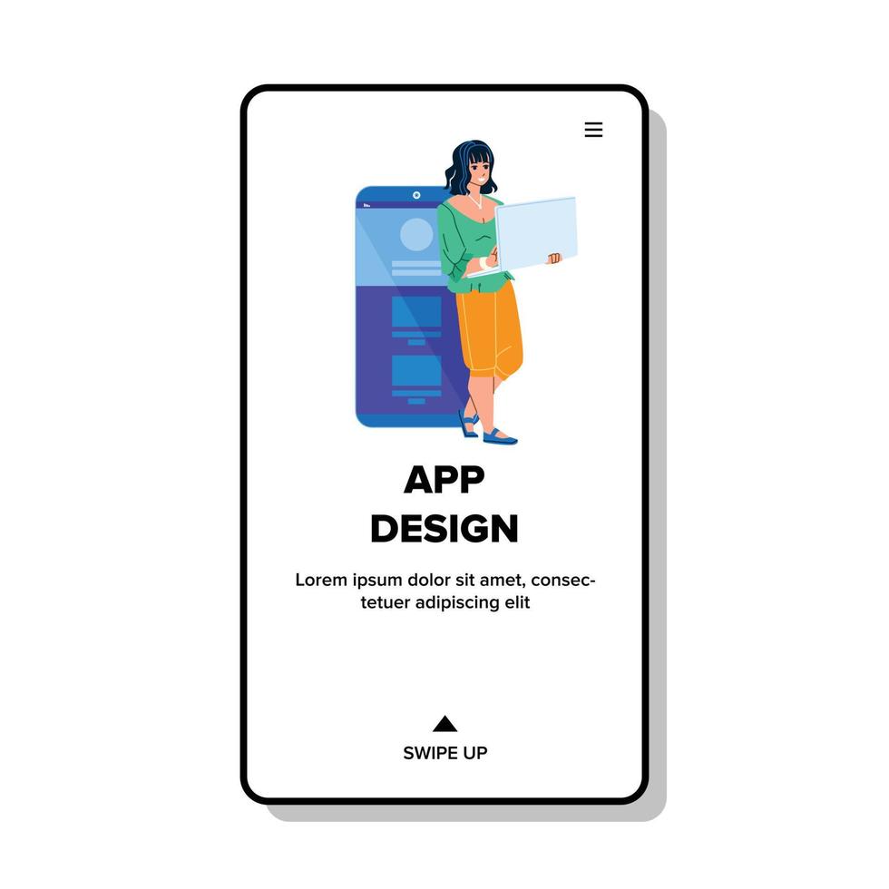 conception d'applications créant un vecteur de concepteur de jeune femme