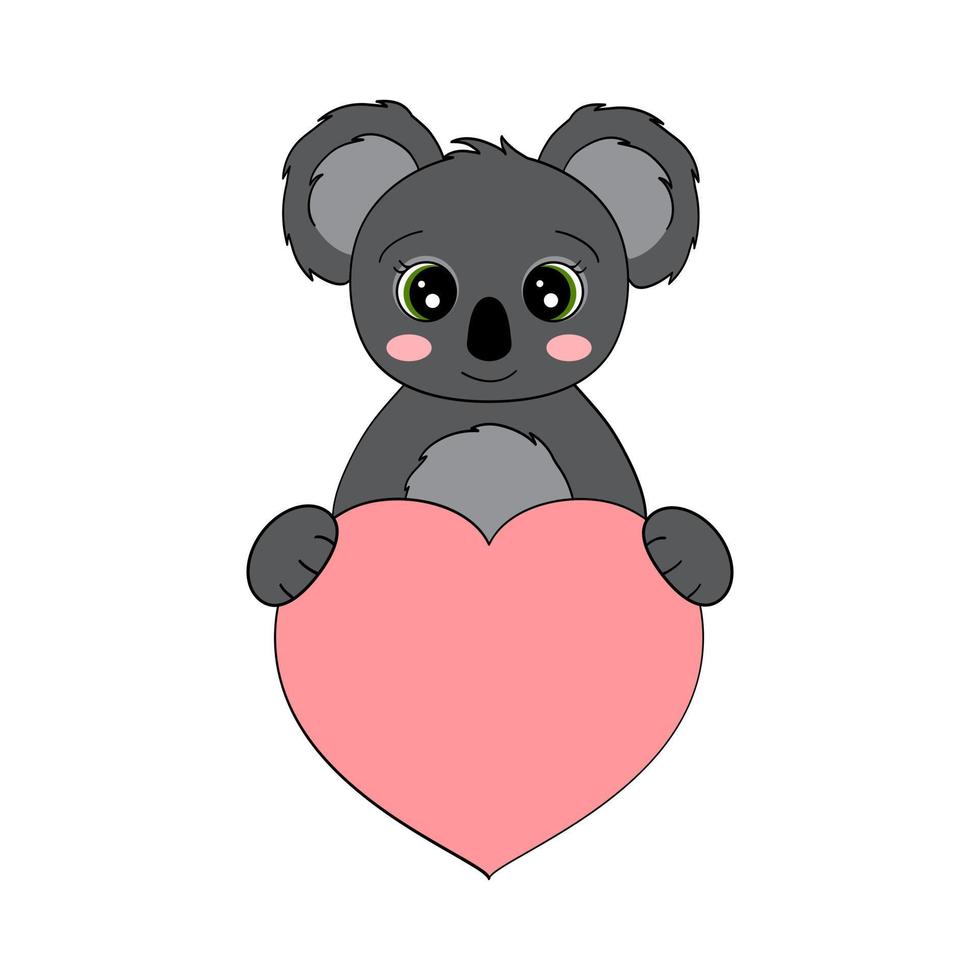 koala mignon avec un coeur. carte postale pour la saint valentin. élément pour la conception d'estampes, d'affiches, d'autocollants, de cartes postales. illustration vectorielle sur fond blanc vecteur