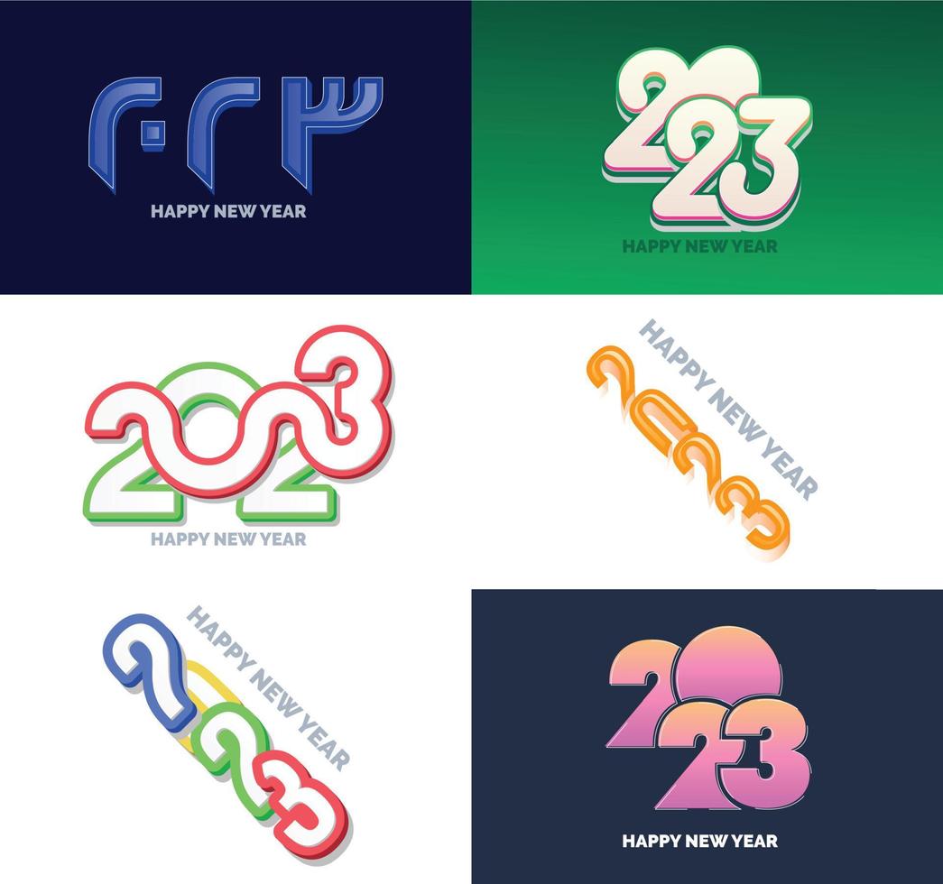 grande collection de symboles de bonne année 2023 couverture du journal d'affaires pour 2023 avec souhaits vecteur