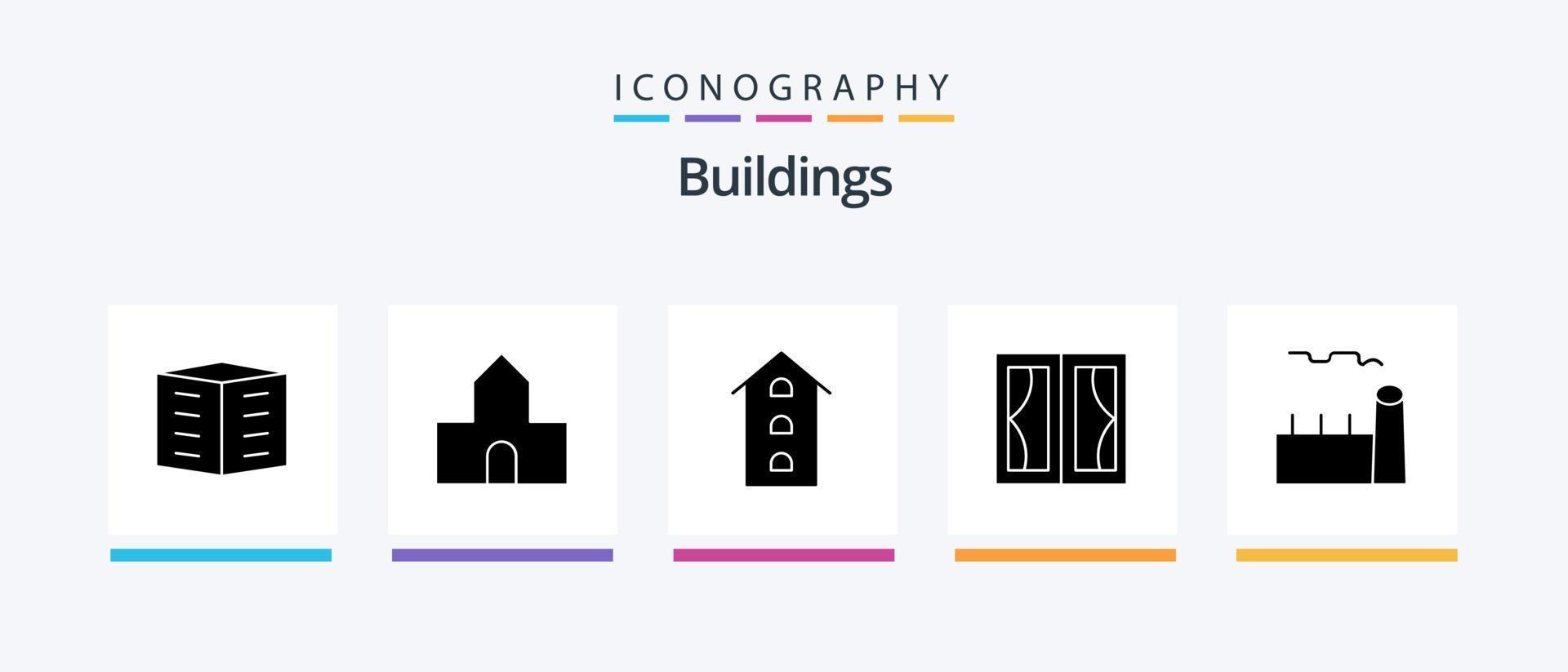 pack d'icônes glyphe 5 de bâtiments, y compris la maison. Cadre. édifice chrétien. bâtiments. magasins. conception d'icônes créatives vecteur