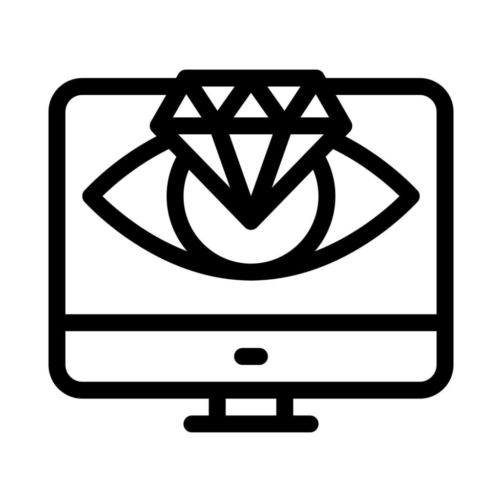 diamant vision ordinateur écran icône vecteur contour illustration