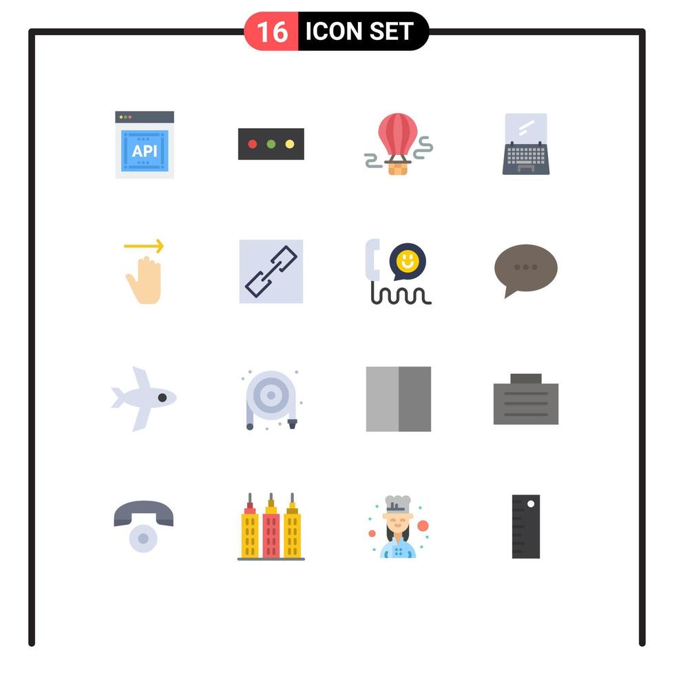 symboles d'icônes universels groupe de 16 couleurs plates modernes de gestes main appareil mobile chaud pack modifiable d'éléments de conception de vecteur créatif