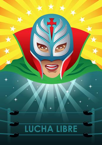 Affiche de lutteur mexicain vecteur
