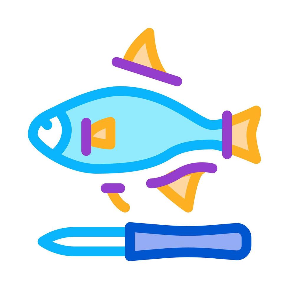 poisson coupé aileron icône vecteur contour illustration