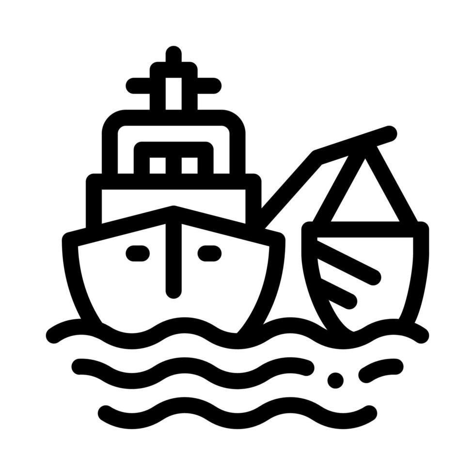 illustration de contour vectoriel icône bateau de pêche