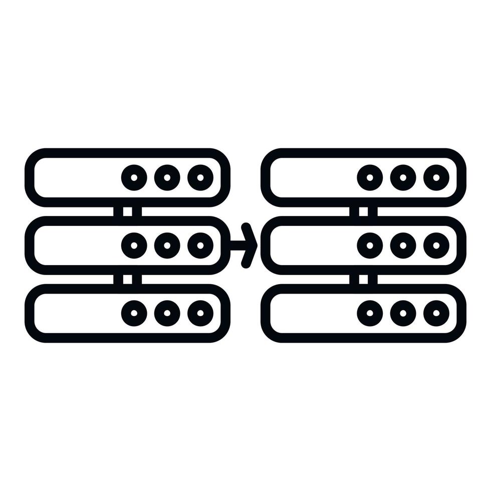 vecteur de contour d'icône de sauvegarde de données de serveur. stockage en ligne