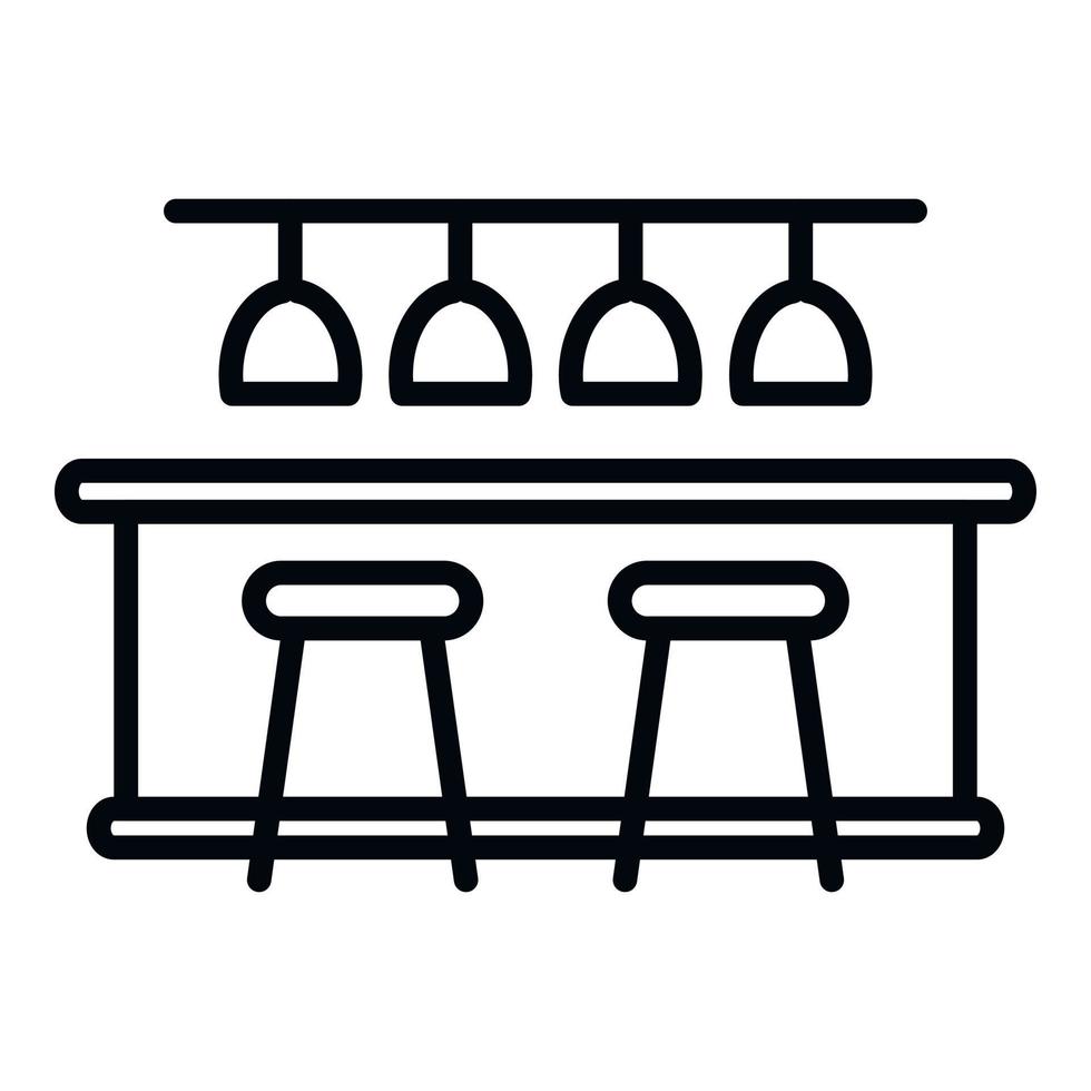 vecteur de contour d'icône intérieure de comptoir de bar. table de café