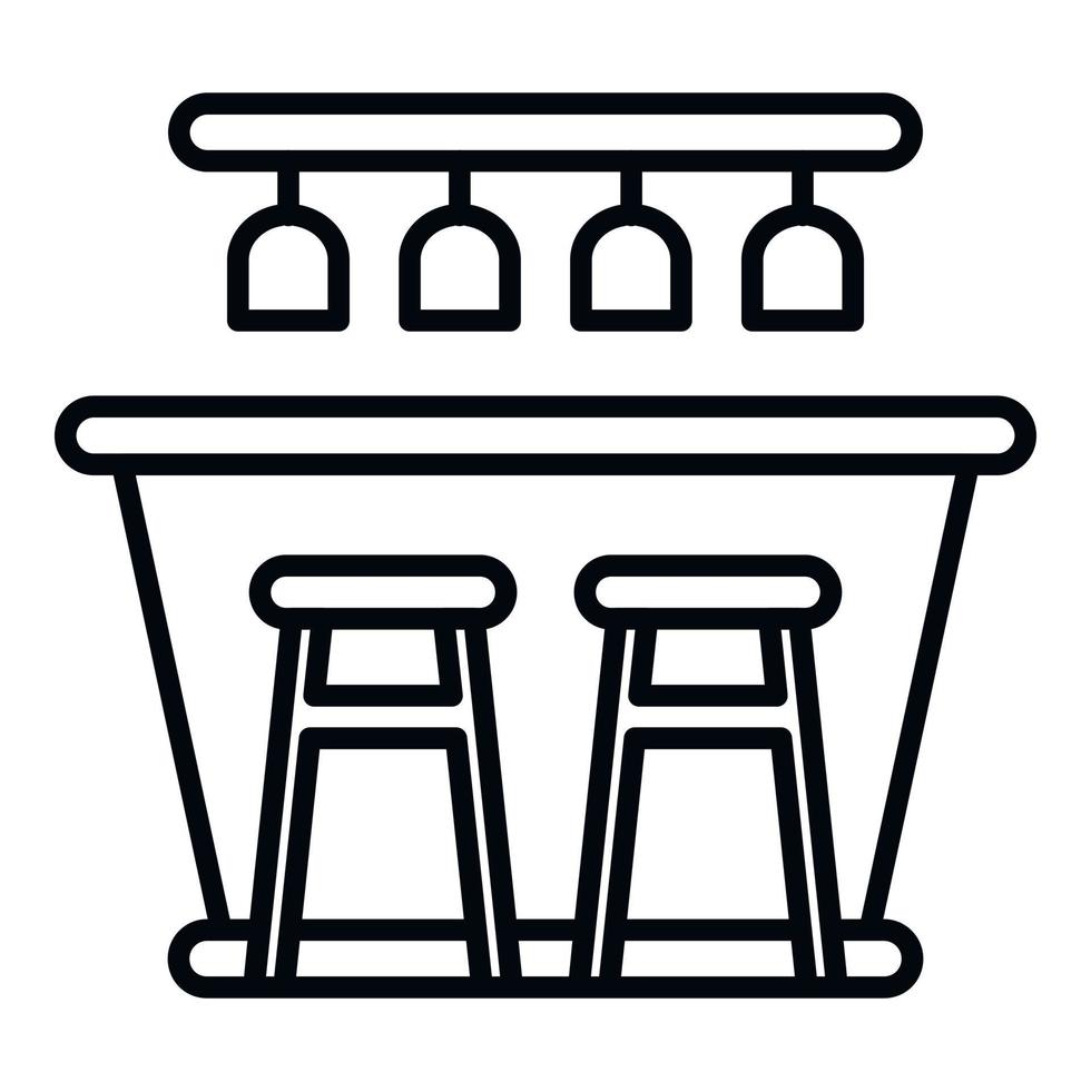 vecteur de contour d'icône de comptoir de bar en bois. table café