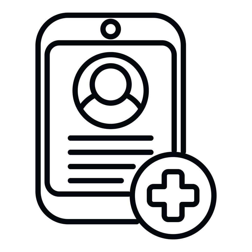 vecteur de contour d'icône de carte médicale. rapport patient