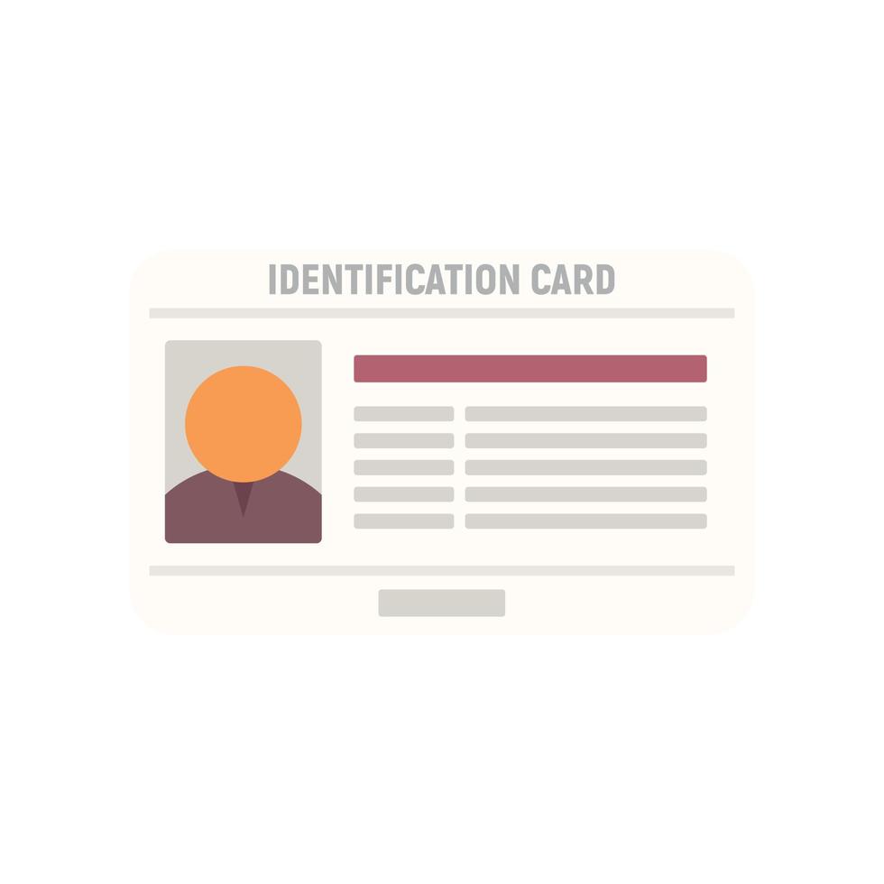 vecteur plat d'icône d'identification de carte d'identité. photo d'identité