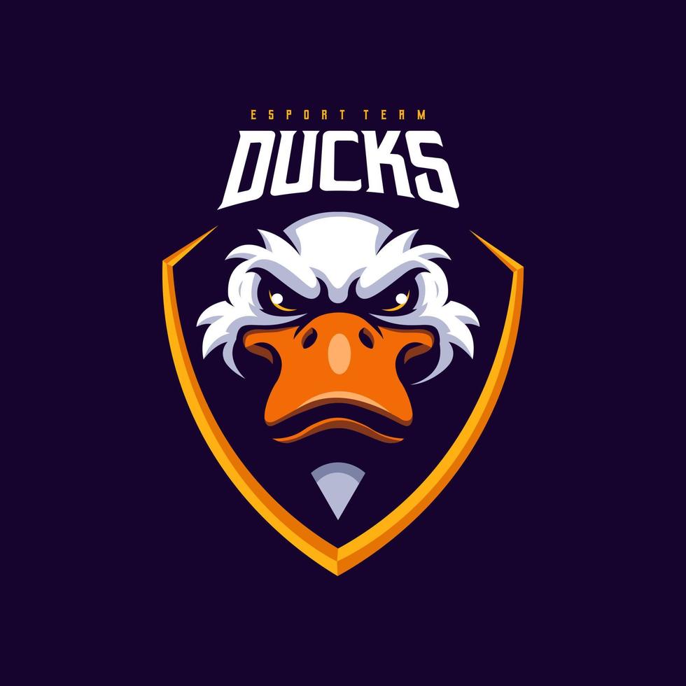 logo de tête de canard pour l'équipe de sport ou d'esport. vecteur de conception d'illustration de canards pour les logos de jeu, insigne, emblème, vêtements, marchandises