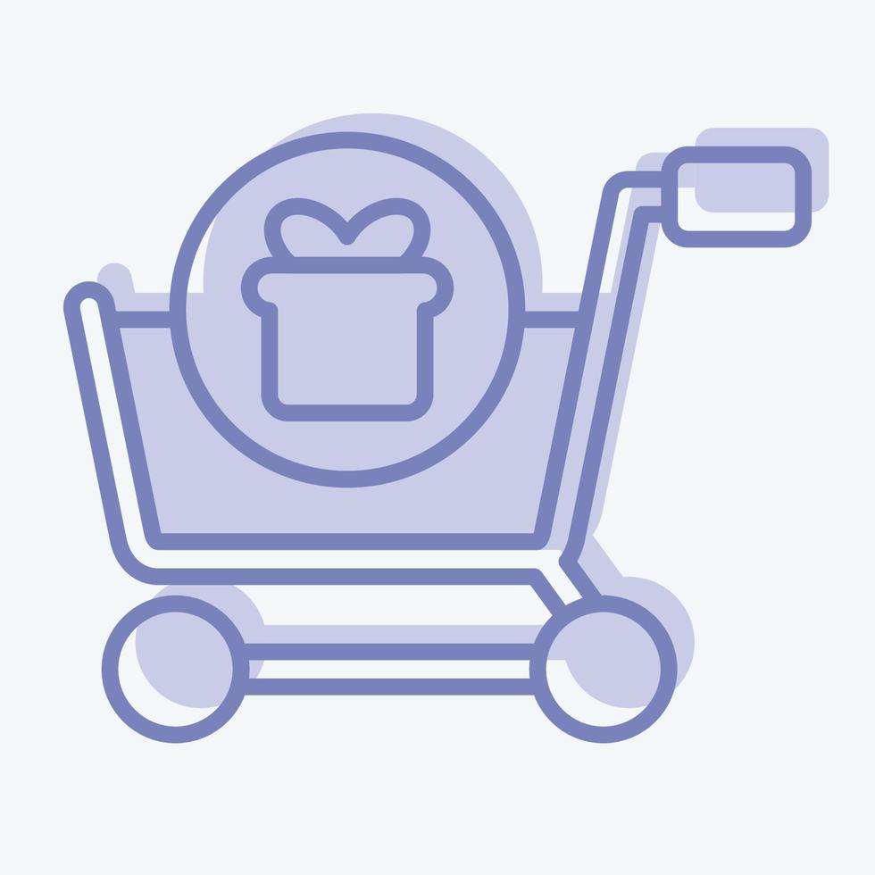 icône acheter avec cadeau. lié au symbole de la boutique en ligne. style bicolore. simple illustration. magasin vecteur