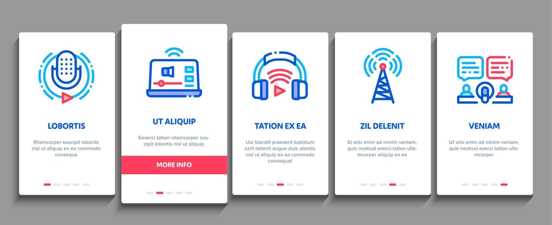 icônes d'éléments d'intégration de podcast et radio mis en vecteur