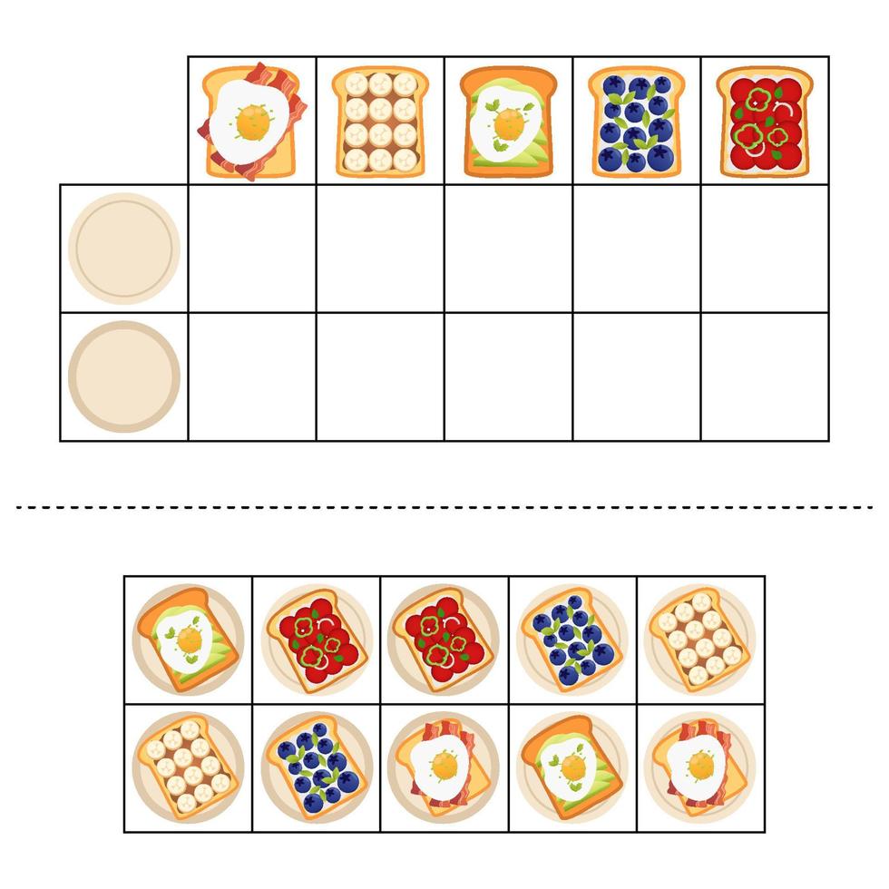 jeu d'éducation pour la table logique des enfants. feuille de