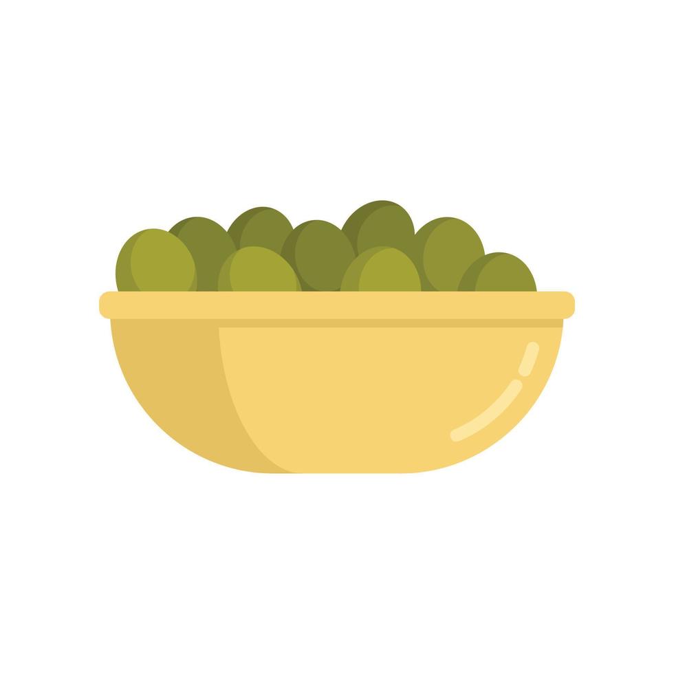 icône de bol d'olive alimentaire grèce, style plat vecteur