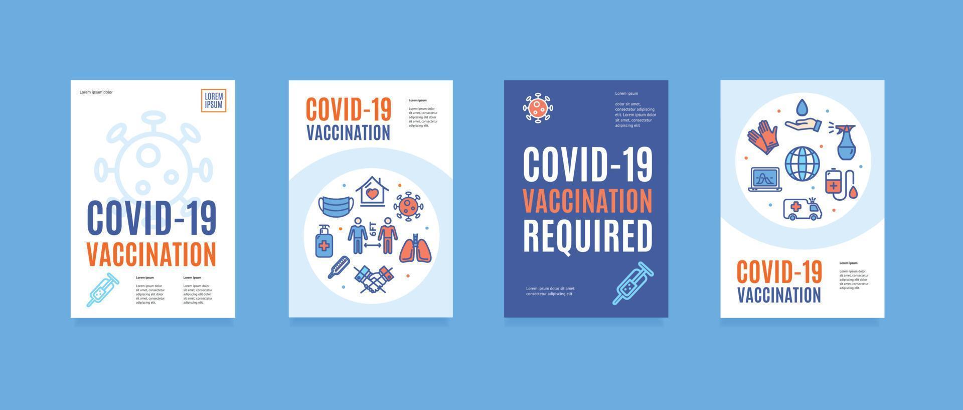 ensemble de bannières d'affiches de vaccination covid requises. vecteur