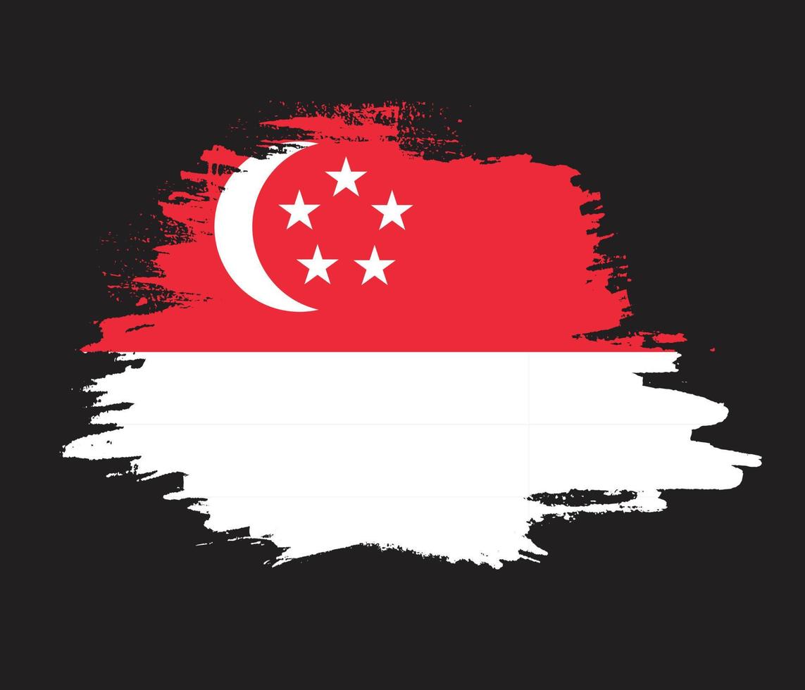 nouveau drapeau de singapour à texture grunge créative vecteur