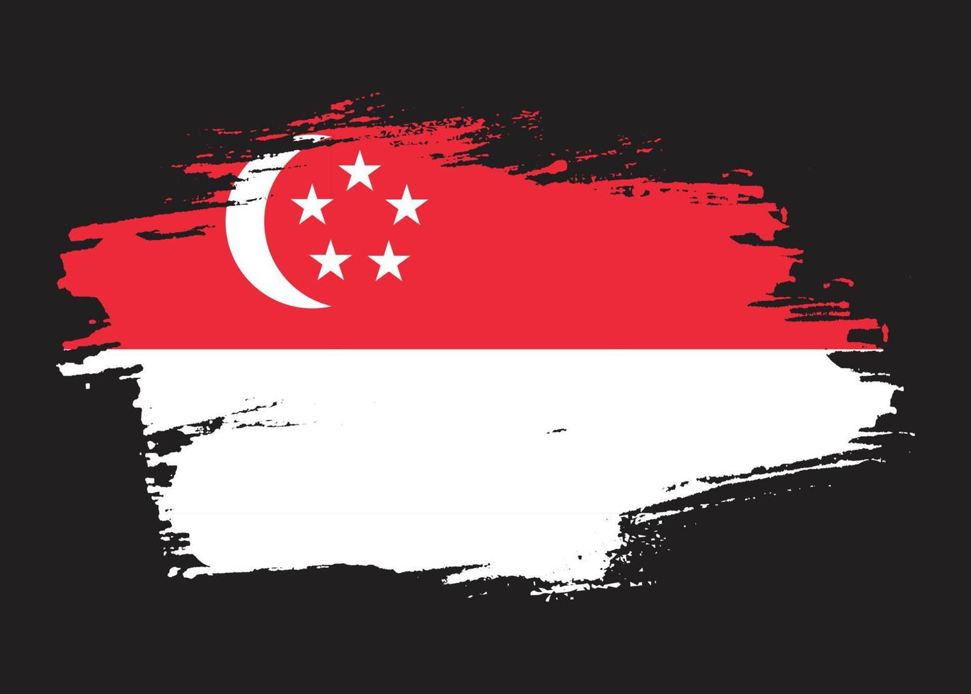 vecteur de drapeau de singapour coup de pinceau tache