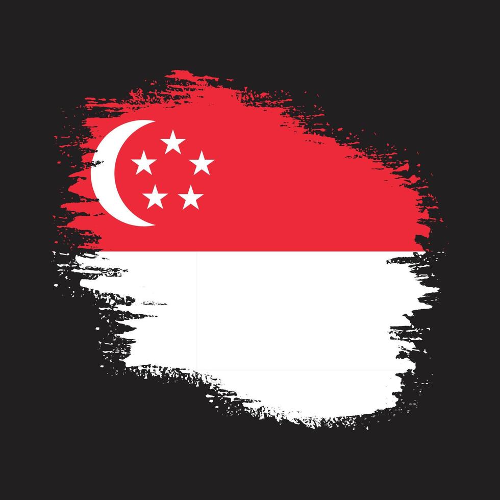 vecteur de drapeau de singapour coup de pinceau à rayures