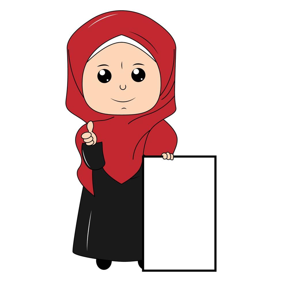 dessin animé de jolie fille avec hijab vecteur