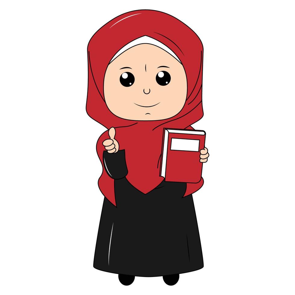 dessin animé de jolie fille avec hijab vecteur