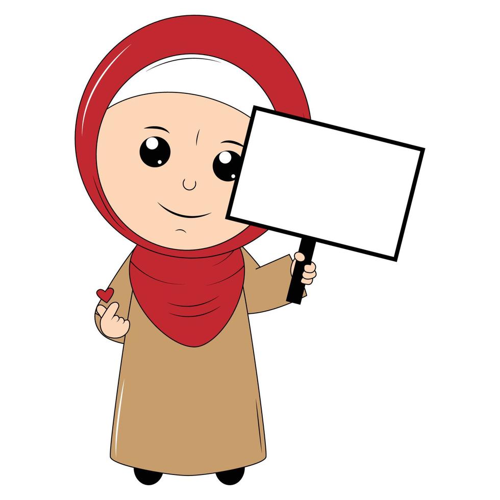 dessin animé de jolie fille avec hijab vecteur