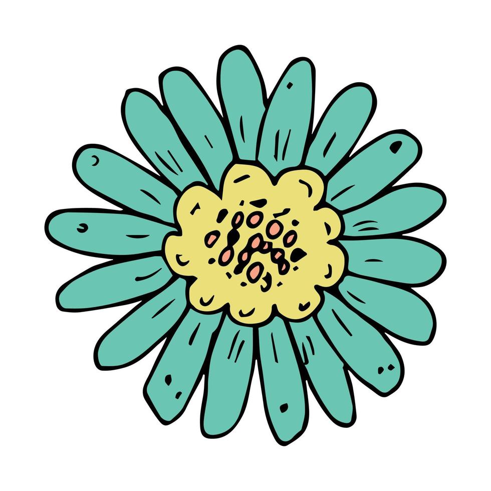 clipart fleur simple. doodle floral dessiné à la main. pour l'impression, le web, le design, la décoration, le logo vecteur