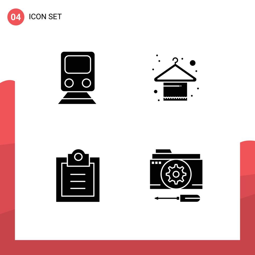 ensemble de 4 symboles d'icônes d'interface utilisateur modernes signes pour la liste de contrôle ferroviaire cintre de transport todo éléments de conception vectoriels modifiables vecteur